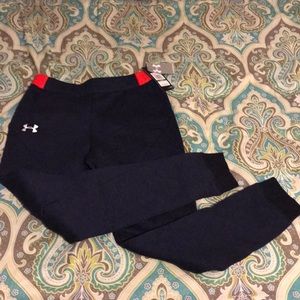 Girl’s Under Armour Navy/Red Joggers NWT Sz Y-LG